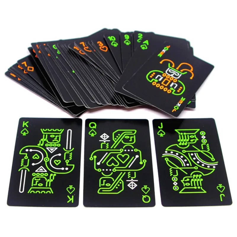 Черная ночь игральные карты флуоресцентные игральные карты Ночная игра реквизит светящийся специальный покер командная игра для наружного бара KTV инструмент