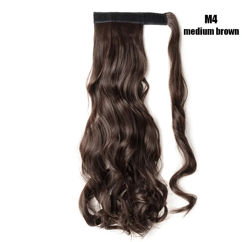 medium brown S-noilite, волнистый хвост, шнурок, конский хвост, зажим для наращивания волос, синтетический шиньон с заколками, искусственные волосы для женщин - Цвет: medium brown