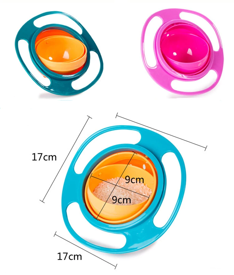 Волшебная миска, вращающаяся на 360 градусов, непроливающаяся, для младенцев, для малышей, для детей, для обучения, миска для кормления, для практики, для кормления, не проливается
