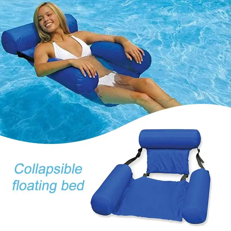 New Swimming Inflatable Bed Net Hammock Foldable Water Fun Lounge Chair Floating Bed Sofa Lazy Water Lounge Chair Summer inflatable lazy sofa foldable lunch break air recliner small apartment balcony