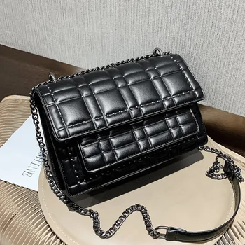 

Chain Revit Shoulder Bag For Women 2020 Trending PU Leather Plaid Fashion Crossbody Bag Small Square Classic Handbags Female