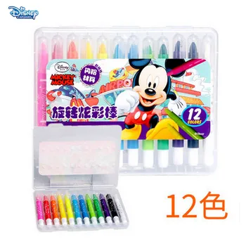 

Disney Children's Colorful Rotating Colored Crayons Mickey Minnie Silk oil pastel Mickey Mouse Painting School Supplies