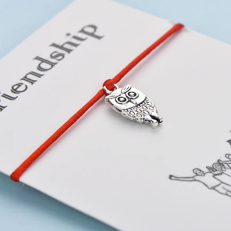 

IYOE Friendship Owl Charm Bracelets For Women Men Kids Vintage Animal Braided Red Rope Friendship Bracelet Boho Jewelry