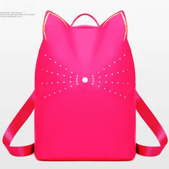 

Fashion Woman Simple Backpacks lady Cute Campus Style Pure Color Big capacity Cat Ear Shape Leisure Backpack shoulder bag #802