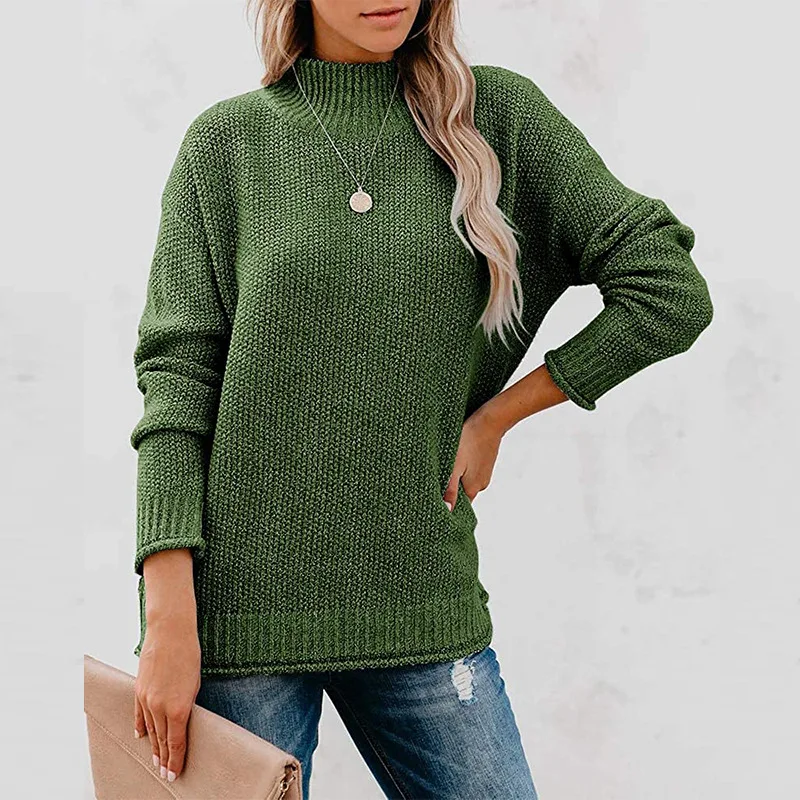 

Turtleneck solid color sweater 2020 new autumn and winter casual long-sleeved sweater warm women's sweater turtleneck sweater
