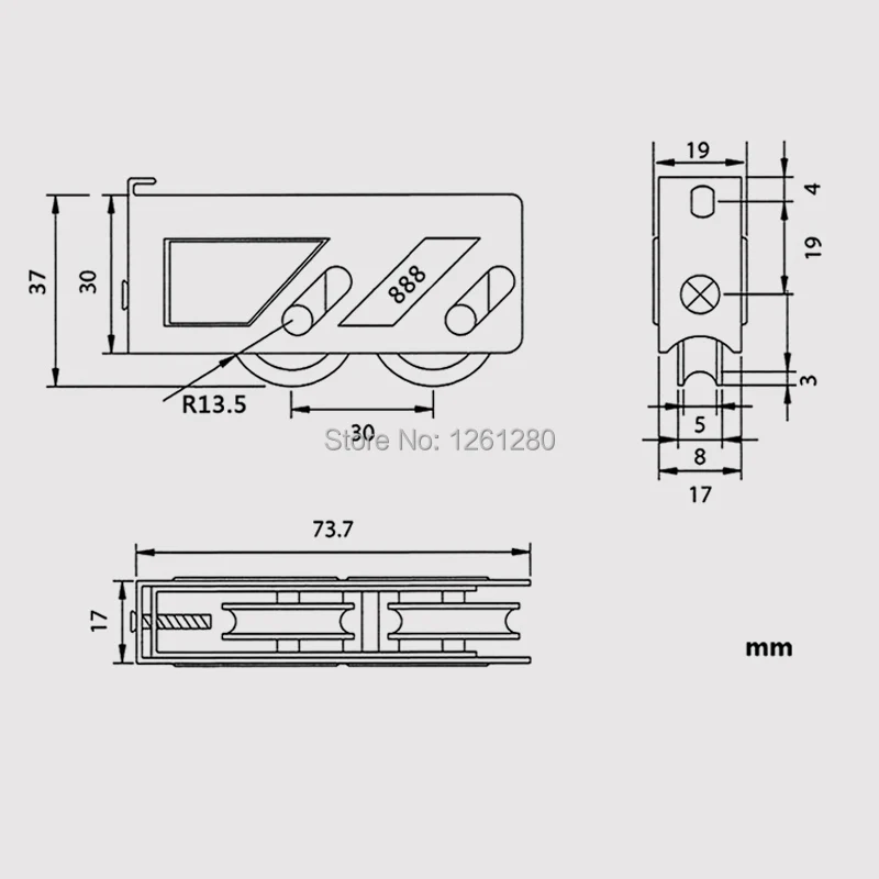 888type window roller sliding door plastic steel window pulley Aluminum alloy windows brass wheel mute brass roller hardware