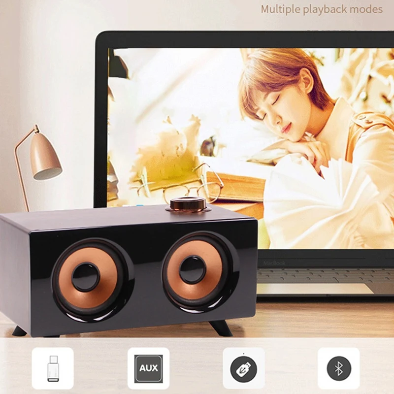 Настольный Деревянный беспроводной Bluetooth портативный динамик HIFI компьютер
