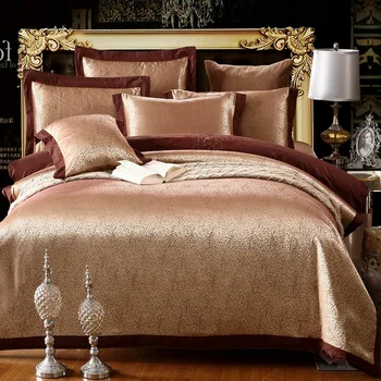 

Satin Jacquard 4-piece Cotton Sheet Plain Color Bedding Set Nordic Luxury Cozy Pink Silk Comforter Coverlet and Pillowcases Bed