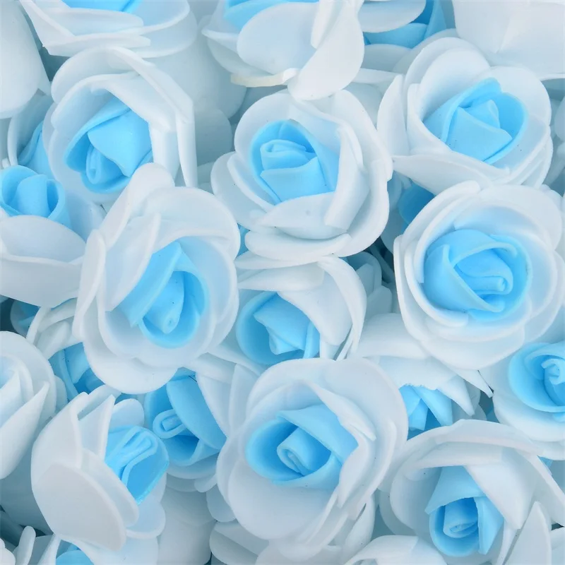 Blue 200 шт 3 см мини двойной цвет Искусственные из ПЭ пены бутоны роз для украшения свадьбы DIY ручной работы поддельные цветы шарик ручной работы - Цвет: Blue