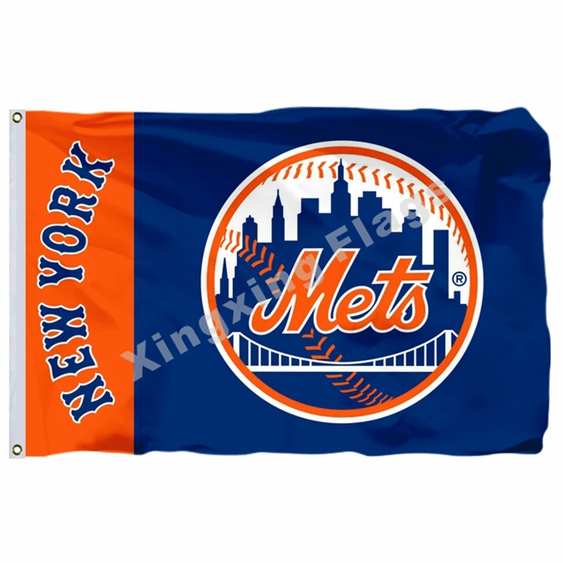 Флаг с надписью Mets New York 3 фута X 5 футов полиэстер флаг летающий Размер № 4 90X150 см
