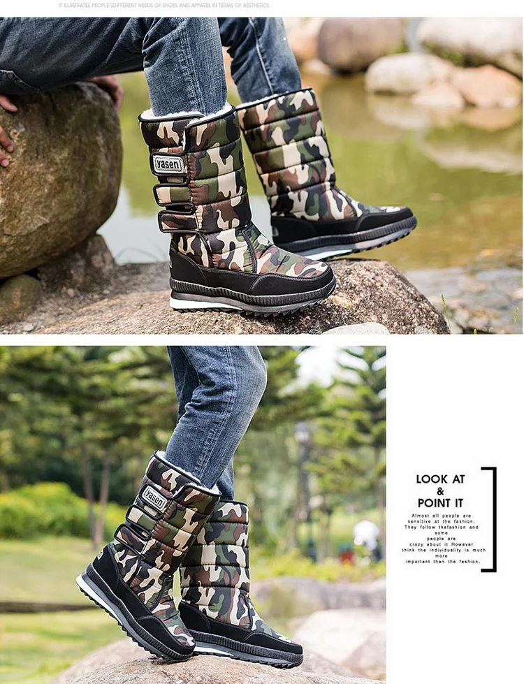 Desert boots men winter snow mia calf boots warm plush shoes classic style fashion Camouflage male boots