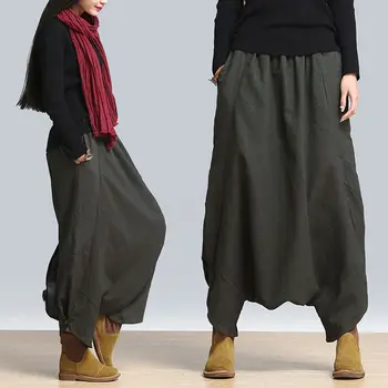 

Women Plus Harem Baggy Wide Leg Casual Solid Pants Trousers Oversize