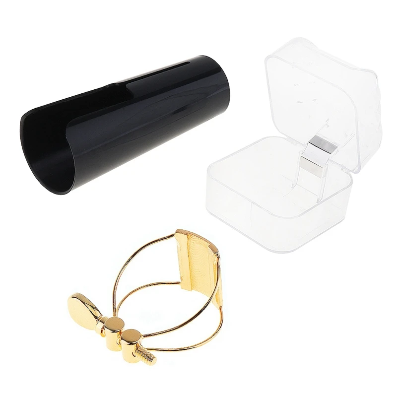 

Gold-Plated Bb Clarinet Mouthpiece Ligature Clip With Flute Head Card Cap For Saxophone