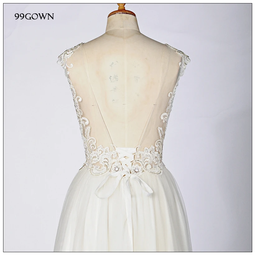 99GOWN простое длинное кружевное платье для гостей на свадьбу роскошное платье подружки невесты с вышивкой бисером для свадебной вечеринки