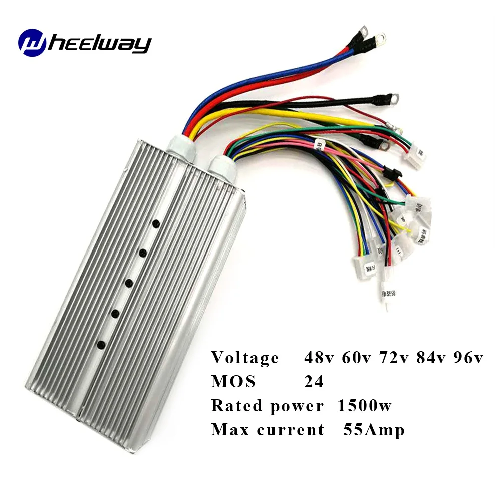 48 в 60 в 72 в 84 в 96 в 1500 Вт скутер двухрежимный дизайн BLDC 24 Mosfet 55 Ампер синусоидальный регулятор шума Электрический велосипед