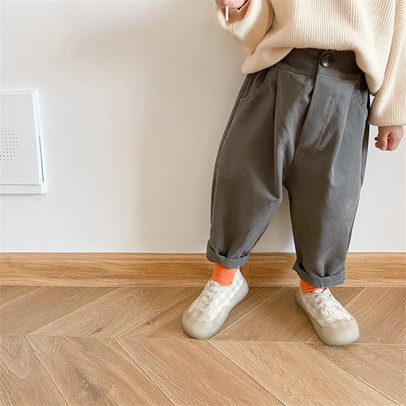 

Spring Autumn boys solid color casual loose Harem pants New arrival 3 colors kids all match cotton trousers 1-7Y