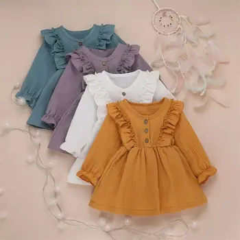 

Toddler Kids Baby Girl 1T-6T Cotton Linen Party Casual Dress Clothes Set Sundress