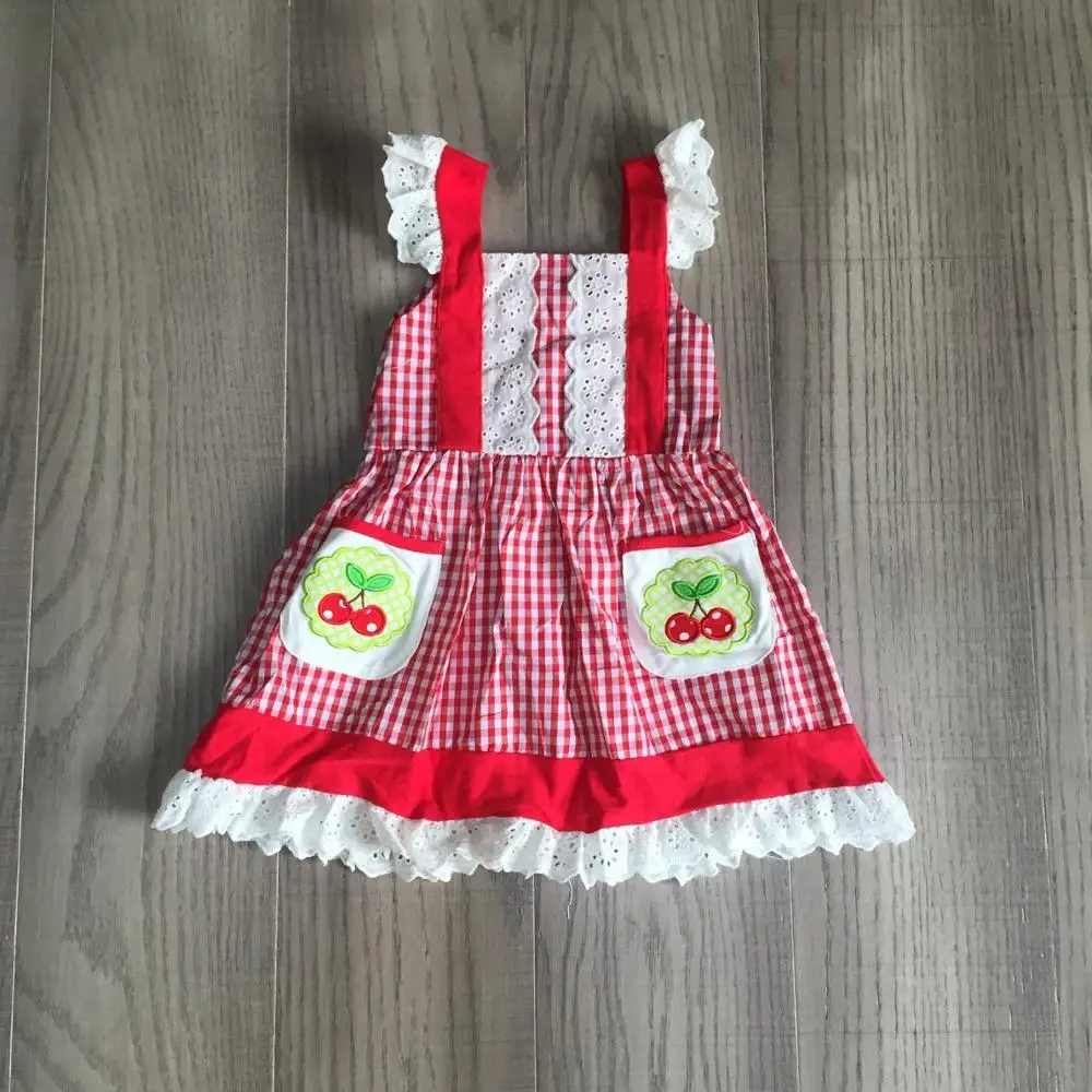 Летнее плетеное Хлопковое платье для маленьких девочек Girlymax белые красные