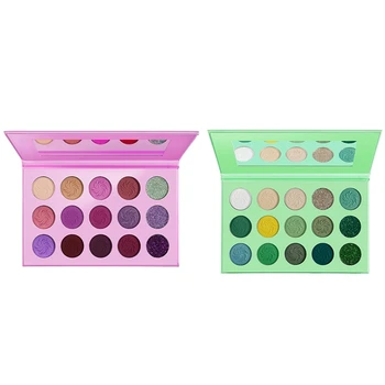 

DE'LANCI 2Pcs Makeup Eyeshadow Palette Matte Shimmer Pigmented Glitter Eye Shadow Palette - Green & Purple