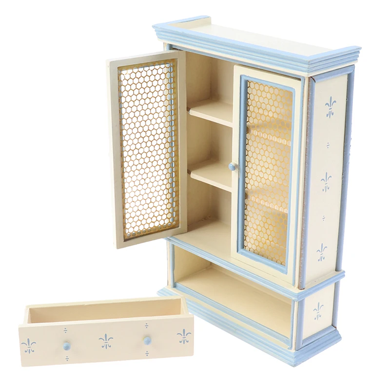 1Pcs 1:12 Dollhouse Miniature Kitchen Furniture White Cupboards Display cabinet Children Gift