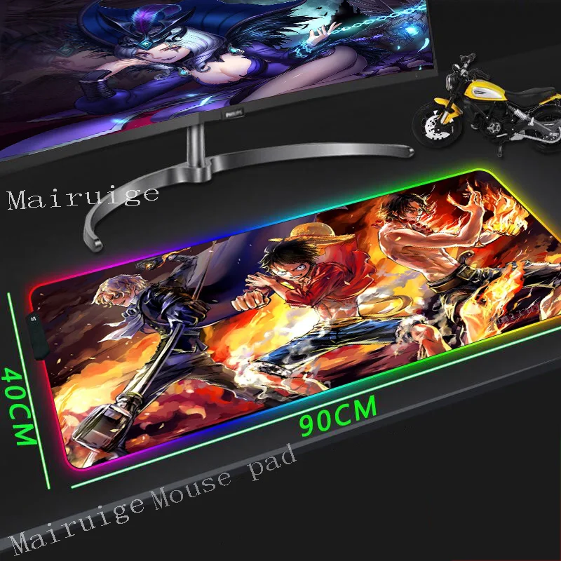 Большой RGB коврик для мыши Mairuige с черной застежкой аниме Saab Luffy пользовательская