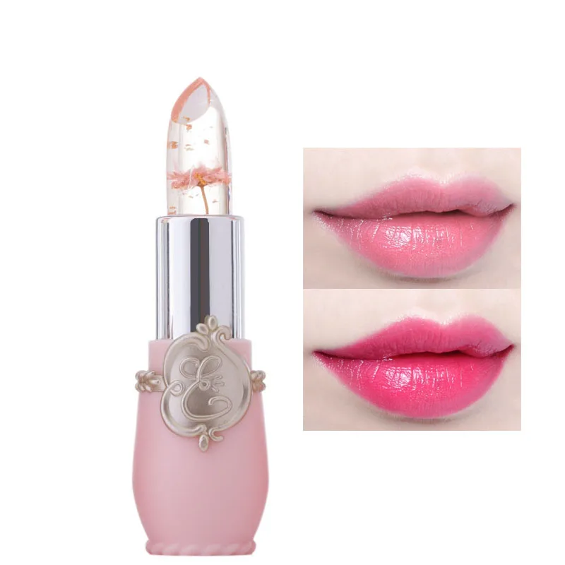 

Hot Sale Flower Lipstick Moisturizing Long Lasting Jelly Lip Balm Transparent Temperature Change lipstick Pink TSLM1