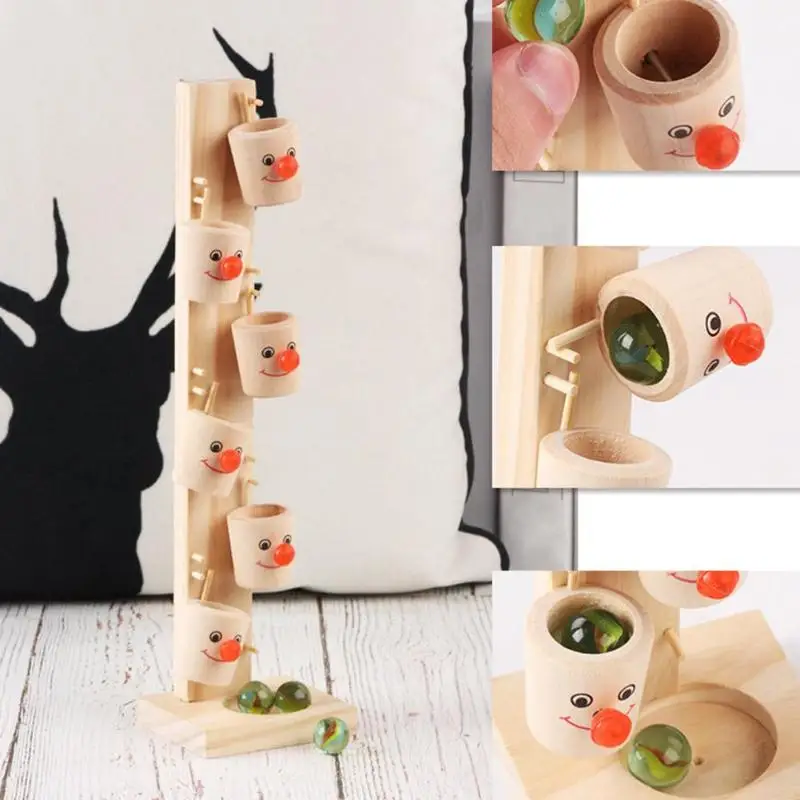 Творческие деревянные ложки клоун шарики детские удобные настольные игры в мяч Детская образовательная