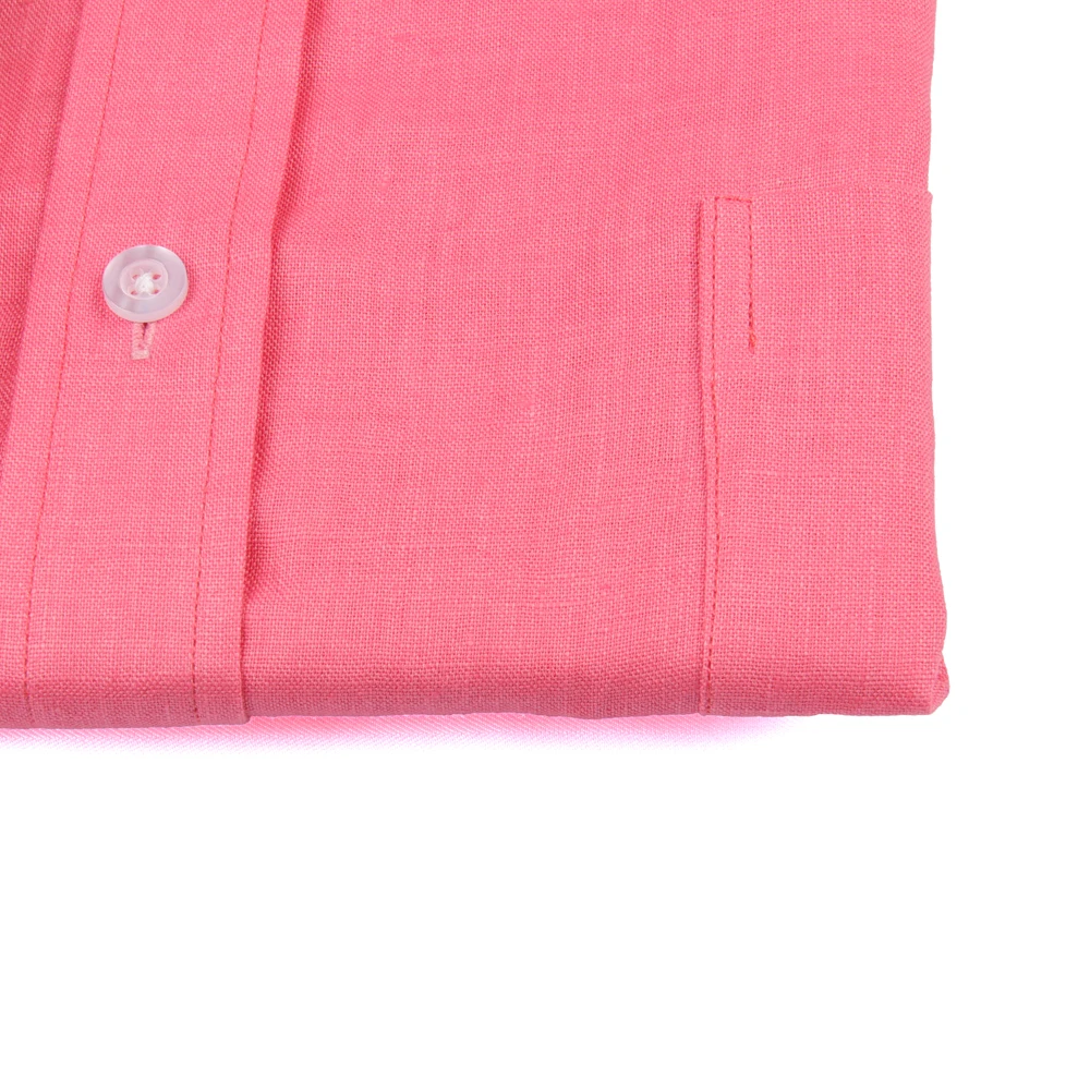 Men Linen Shirts Custom Made Pink Linen Shirt  Tailored Cool Summer Mens Dress Shirts For Men Regular Fit Shirt Long Sleeve