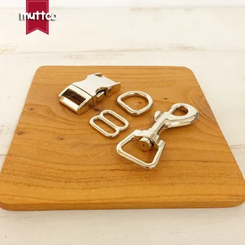 

10sets/lot(metal buckle+adjust buckle+D ring+metal dog clasp/set) 15mm handmade dog Collar leash set accessories high quality