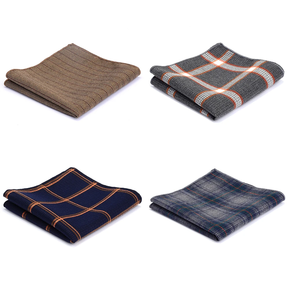 Luxury Wool Cotton Men's Handkerchief Brown Blue Black Solid Hanky For Business Party Pocket Square Chest Towel | Аксессуары для
