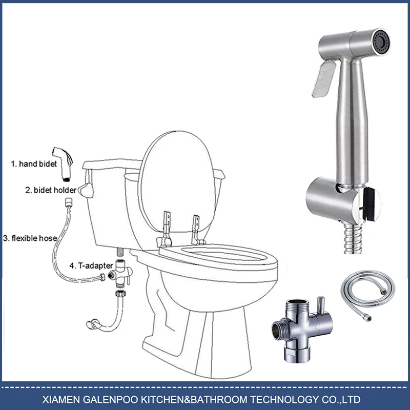 Water Faucet Diverter Valve Hand Held Bidet Sprayer Toilet Set Separator Hose
