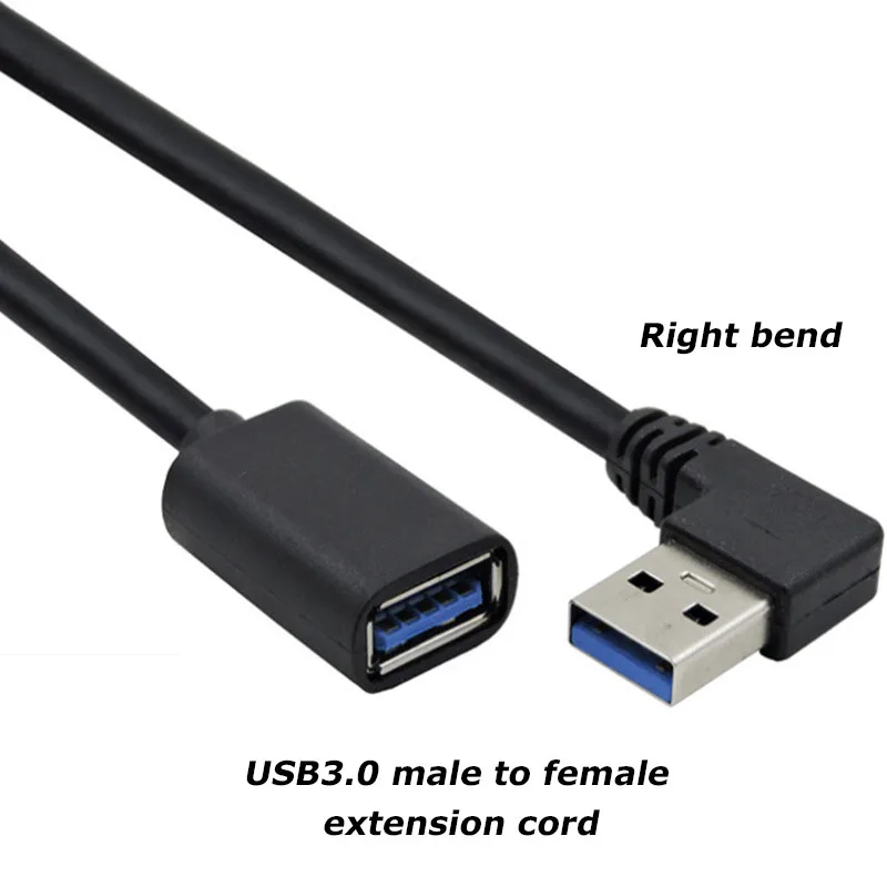1PCS 0.3M 90 Degree USB 3.0/2.0 Male to Female Adapter Cable Angle Extension Extender 5Gbps Fast Transmission Left/Right/Up/Down 