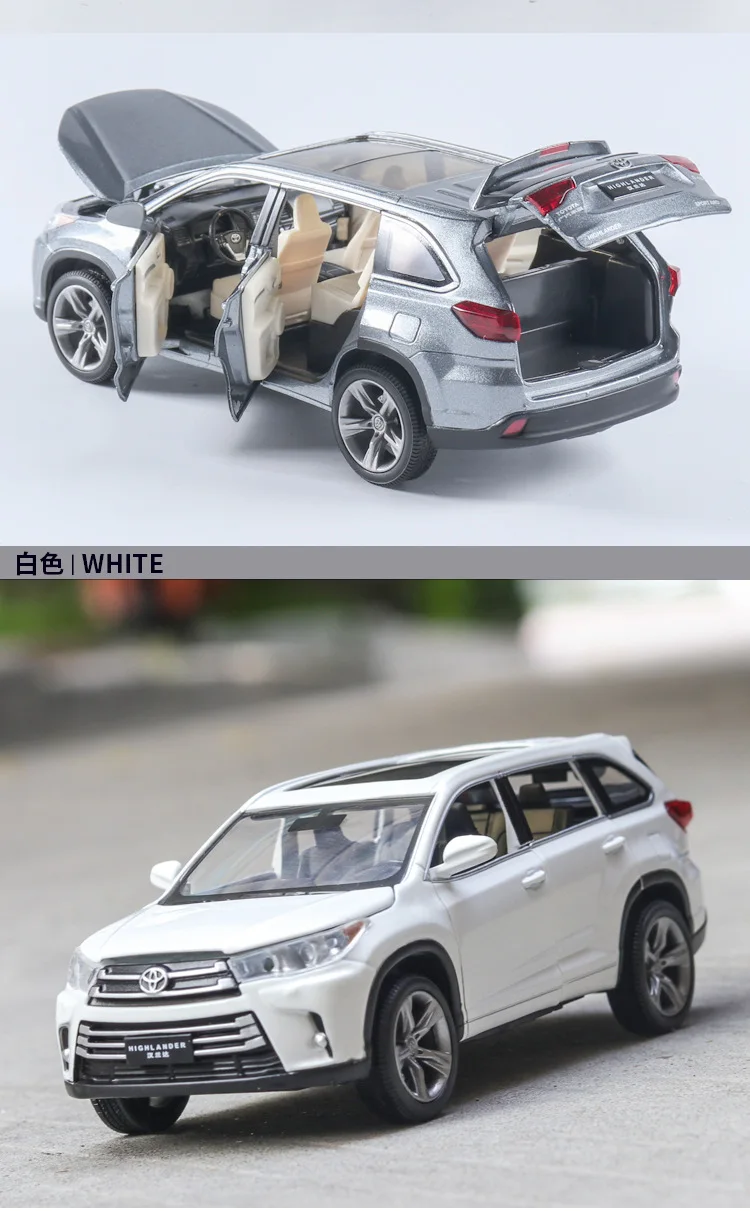 Горячая 1:32 Масштаб колеса литья под давлением автомобиля toyota Highlander suv металлическая модель с светильник и звуком вытяните назад игрушки коллекция для подарков