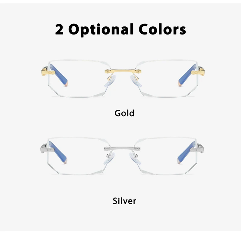 Защита от синего излучения Компьютерные очки для чтения без оправы для мужчин женщин Асферические 12 Слои линзы с покрытием Бизнес дальнозоркости, по рецепту
