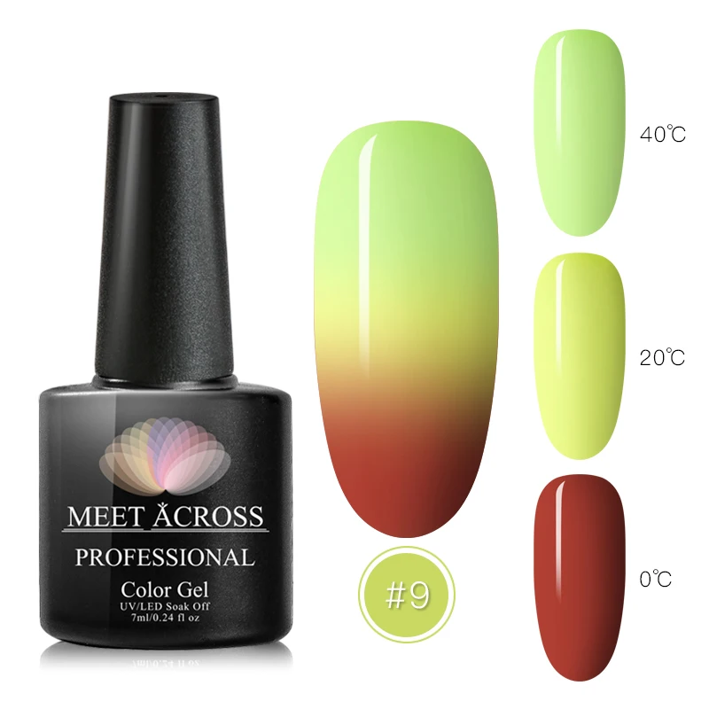 MEET ACROSS термальный ультра-тонкий чистый цвет замачиваемый Ультрафиолетовый гель с блестками Гель верхнее покрытие меняющий цвет Лак Гель-лак для ногтей - Цвет: FH376
