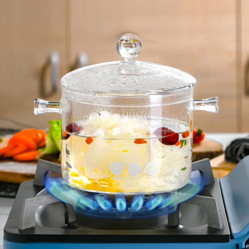 Кухонная посуда бытовая прозрачная 1500 мл стеклянная суповая кастрюля электрическая керамическая плита нагревательная стеклянная чаша ручной работы кухонные инструменты