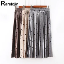 Осенне-зимняя юбка Европа Америка Мода Высокая талия юбка в горошек ретро дикая плиссированная юбка миди юбки женская юбка одежда