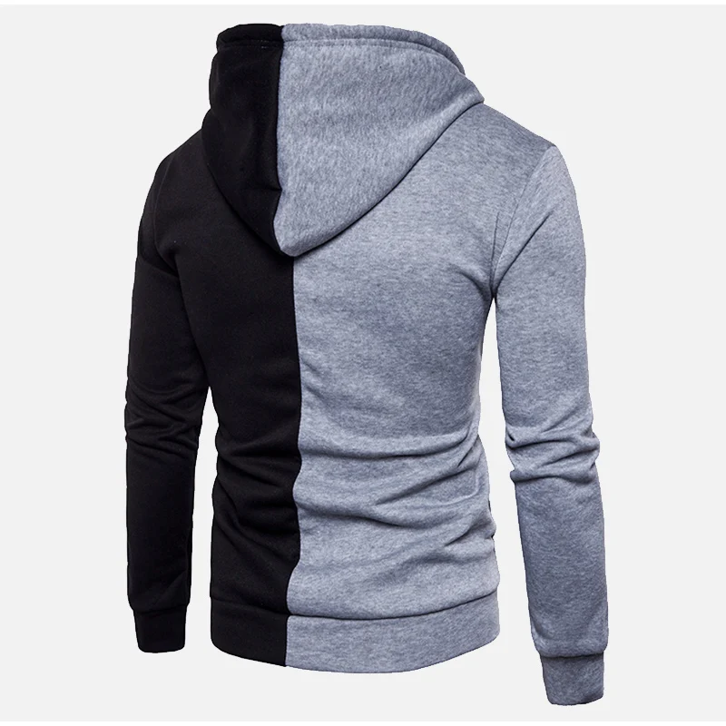 Winter Hooded Fleece Thicken Mens Sweatshirt Zipper Badge Pockets Patchwork Male Hoody Casual Solid Warm Man Pullover Tops