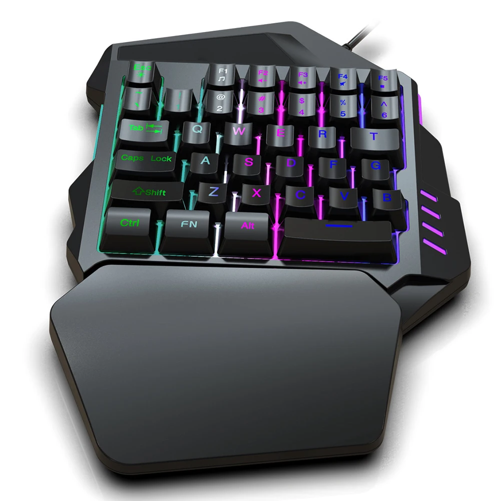35 Keys Portable Accessories LED Backlight Non Slip ABS Wired Numeric Keypad Game Mini Left One Handed USB Keyboard