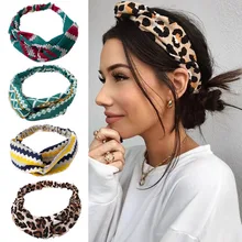 Moda floral impressão nó feminino bandana do vintage hairband meninas headwear leopardo bandana acessórios para o cabelo(China)