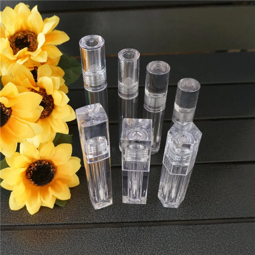 2pcs Empty Makeup DIY Lip Gloss Bottle Round Transparent Tube Labial Glair Solid or Hollow | Красота и здоровье