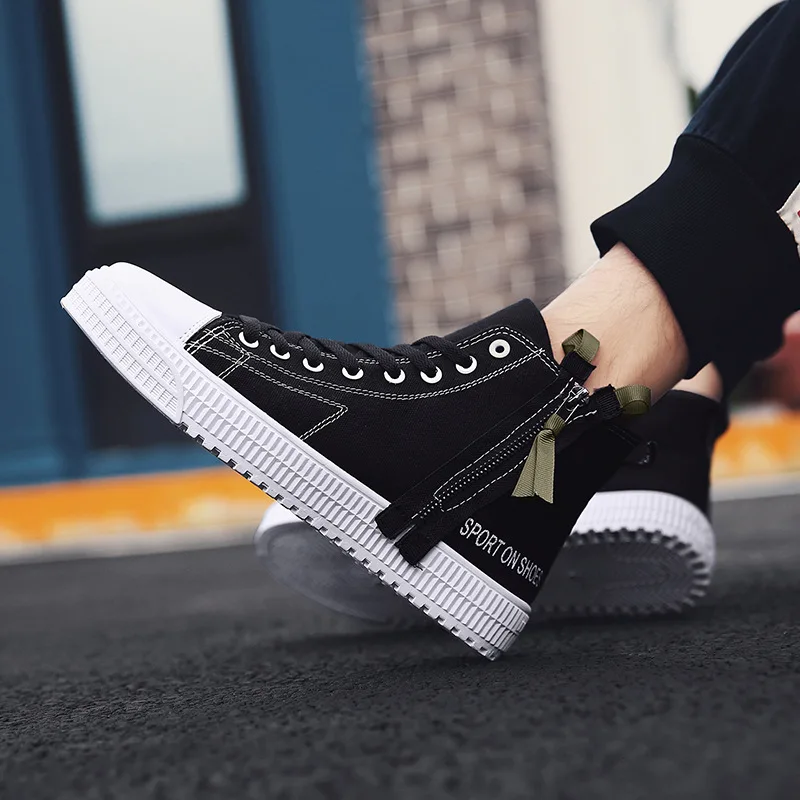

Korean-style Trend Lace-up Canvas Shoes Autumn Harajuku Fashion Street Snap Hight-top Versatile Breathable Casual Shoes Students