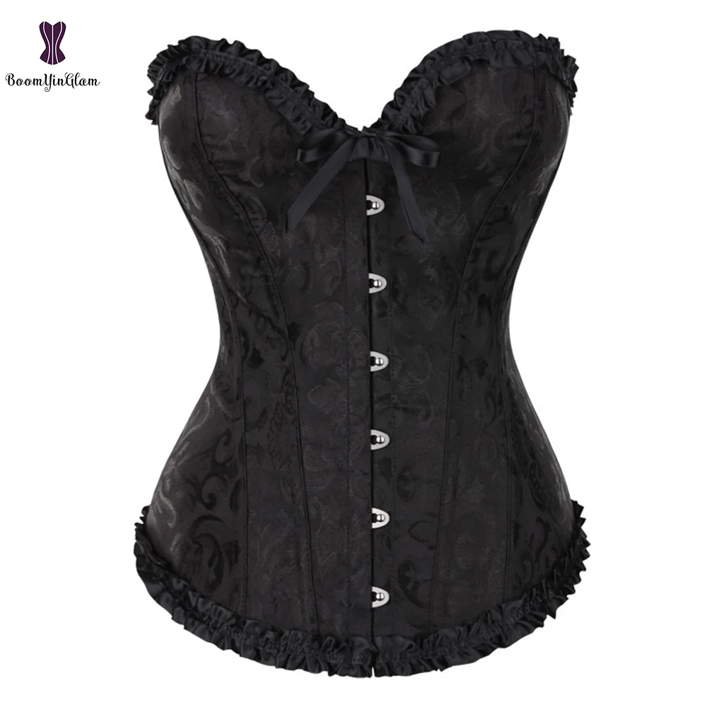 7 Colors Can Be Chosen Women Body Shaper Size XS To 6XL Vintage Pleated Corset Bustier With G String 810#
