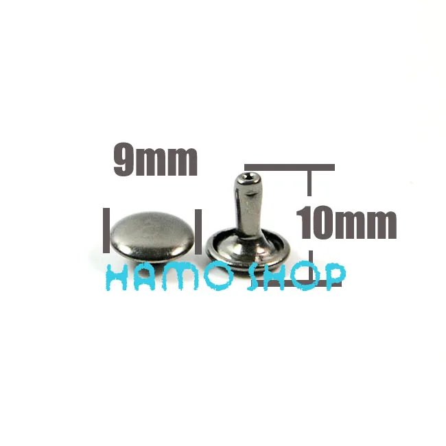 9mm x 10mm 100 шт. Круглый двойной колпачок запонка заклепка клепки Металлический Шип рок Кожа ремесло обуви сумка ремень одежды браслет DIY - Цвет: 9mm x 10mm