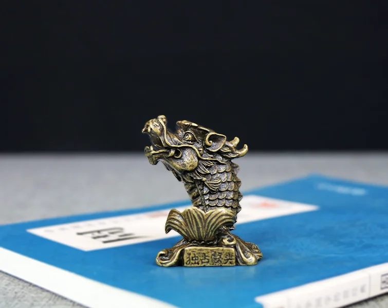 Dragon Fish Античная бронзовая статуэтка рыбы дракона Китайский Святой зверь счастливый брелок Подвески медные офисные украшения фэн шуй украшения для дома - Цвет: Dragon Fish