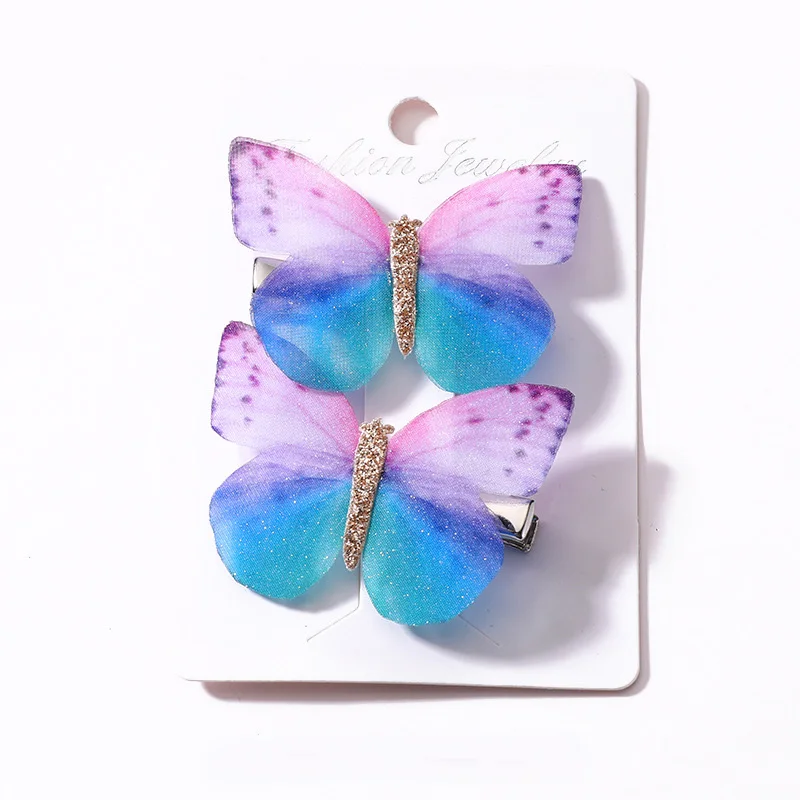 blue purple B 2 шт./компл. детские, для малышей девочек, заколка для волос 9 Цвета сладкий Карамельный цвет Высокое качество бабочка ручки модная шпилька для волос аксессуары - Цвет: blue purple B