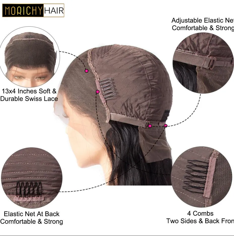 Straight Lace Front Human Hair Wigs Pre Plucked Hairline 150 Density 13x4 Lace Front Wig 8-28 inch Brazilian Remy Wig Natural