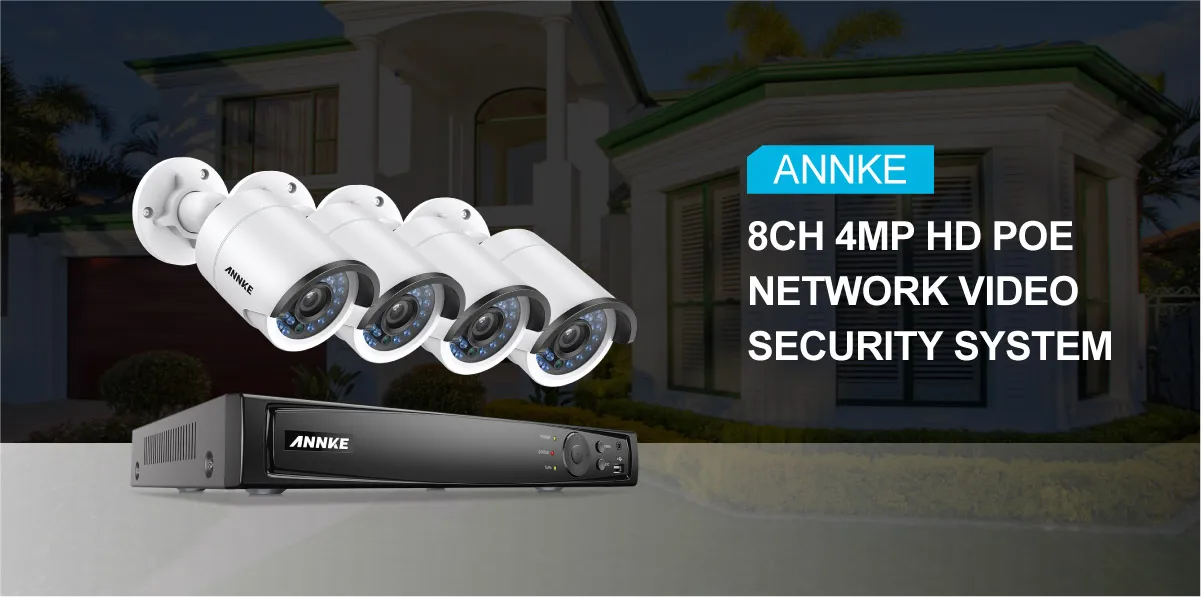 ANNKE 8CH 4MP POE видео система безопасности с 4 шт 4 мм 4MP Крытый Открытый камеры ночного видения P2P Onvif 2,4 WDR 3D NVR комплект