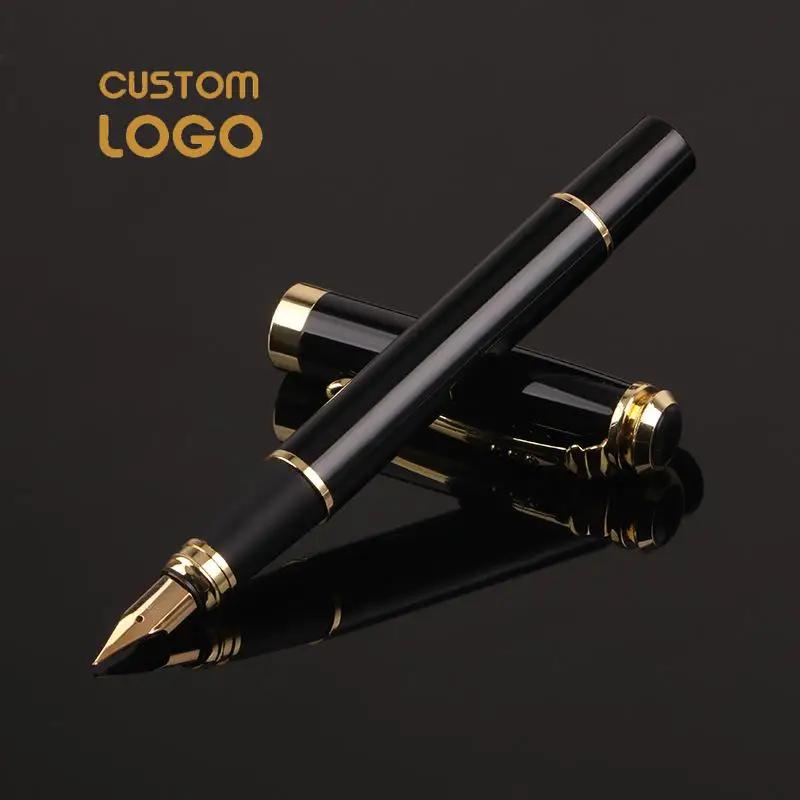 Promotional Gift Customized Logo Pen Luxury Metal Fountain Pen 0.38mm EF Nib School Office Pens MOQ 10pcs for LOGO