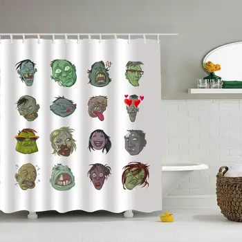 

M Zombies Group Shower Curtain with 12 Curtain Hooks for Bathroom, Waterproof